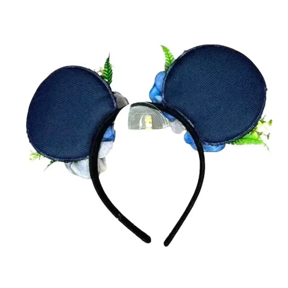 Handmade Floral Mouse Ears Headband Blue Lavender Flower Garden Festival Style